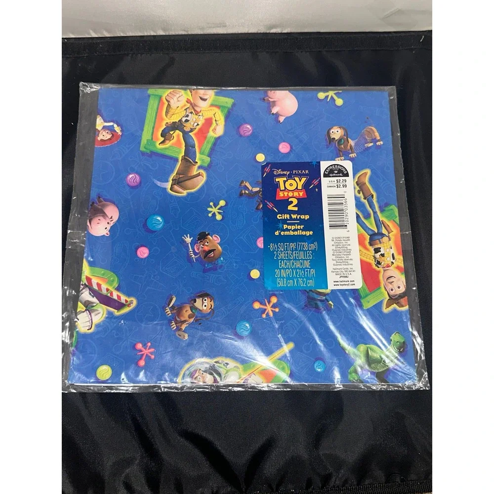 Vintage Toy Story 2 Gift Wrap Hallmark Disney Pixar 2 Sheets Woody Buzz Blue NEW